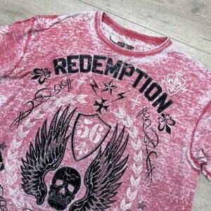 Raw State Premium Y2K S/S T Shirt Men Sz XXL Red Punk Rock Metal Redemption